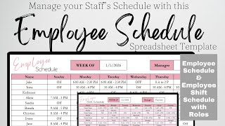 Employee Schedule Google Sheet, Staff Scheduling Tools, Business Management, Staff Management Excel