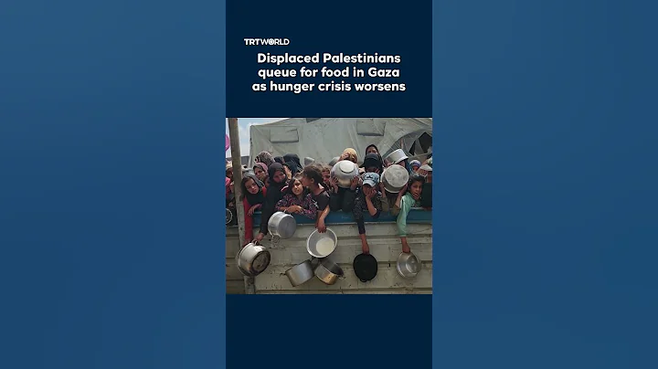 Displaced Palestinians queue for food in Gaza as hunger crisis worsens
