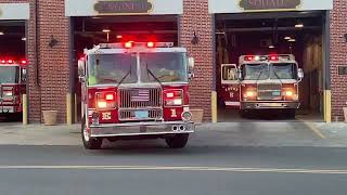 (Full House Response) Waltham Fire Department Car 2, Engine 1, Squad 5, and Ladder 2 responding.