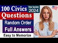 New 2024! 100 Civics Questions and answers in Random Order with FULL ANSWERS [Easy answers]