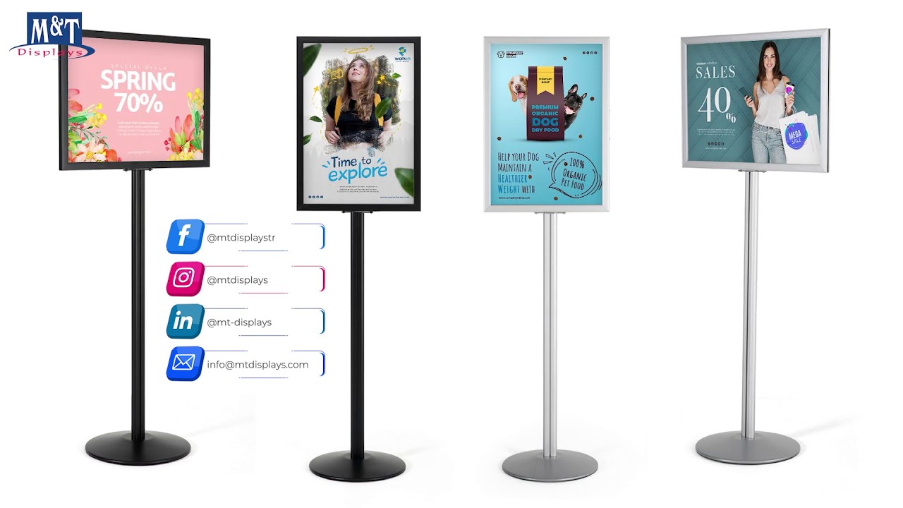 Pedestal Sign Holder Stand Silver 22×28 Inch Double Sided Slide-In Aluminum  Poster Frame Floor Standing – Displays Outlet – Online Display Signs  Retailer
