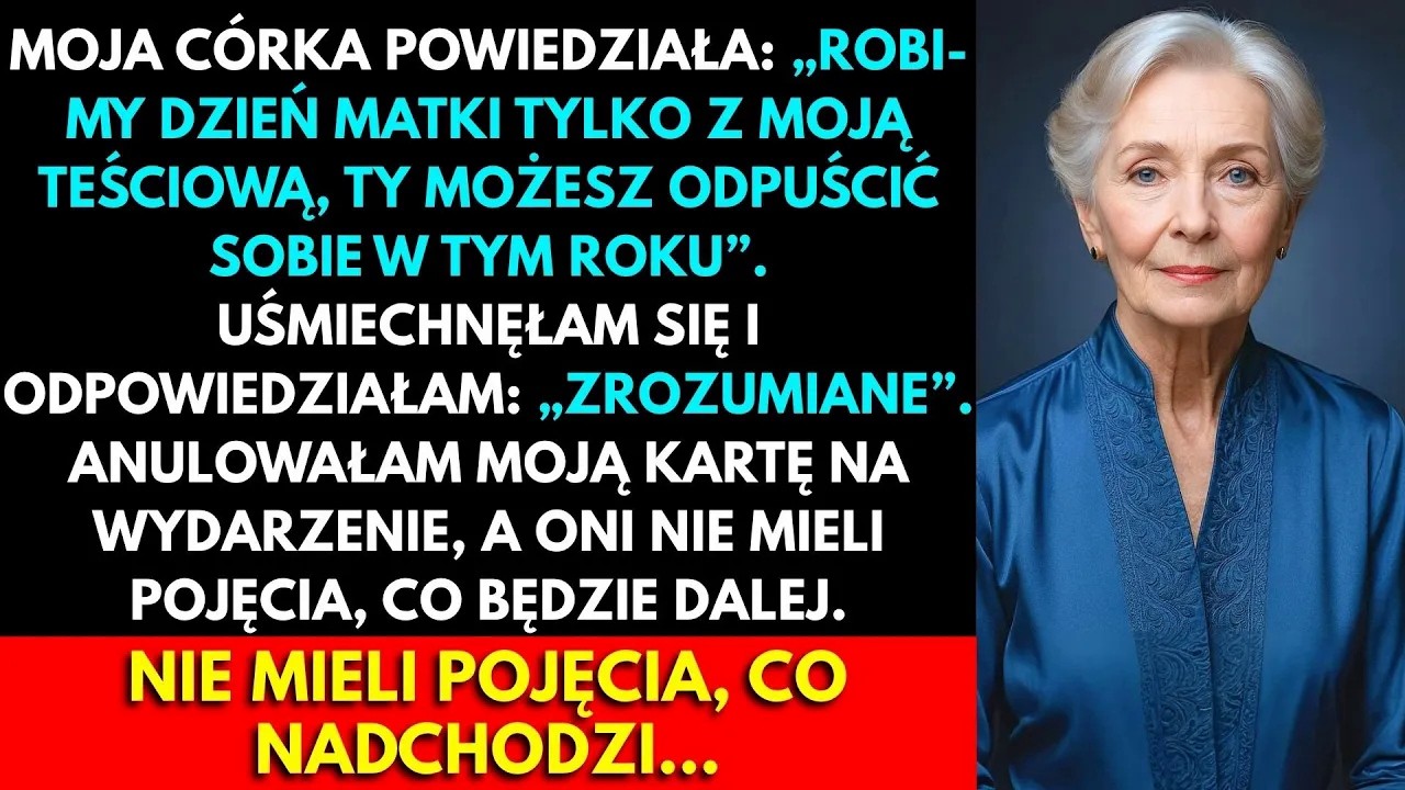 Telefon zawibrował dokładnie w chwili, gdy mieszałam śmietankę w kawie. Poranek był tak cichy, że słyszałam mewy przy bulwarze. Spojrzałam na ekran i przeczytałam wiadomość od córki: „Mamo, w tym...