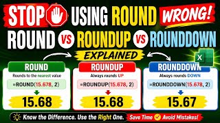 Stop Using ROUND Wrong! ROUND vs ROUNDUP vs ROUNDDOWN Explained #xcelin #excel #exceltips #msoffice 