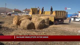 Balyaları Yanan Çiftçiye 20 Ton Saman