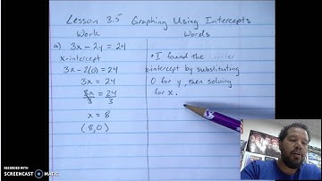 Math 8 Lesson 3.5 Graphing Using Intercepts 2016