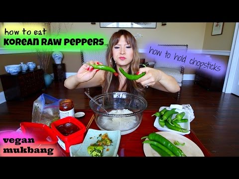 *vegan* SIMPLE MEAL IDEA • Korean Raw Peppers • MUKBANG