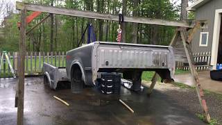 I used my kids swing set to hoist up tundra first gen bed and drive
out from under it. remove the bed: -remove torx bolts in (qty 6).
you'll ne...