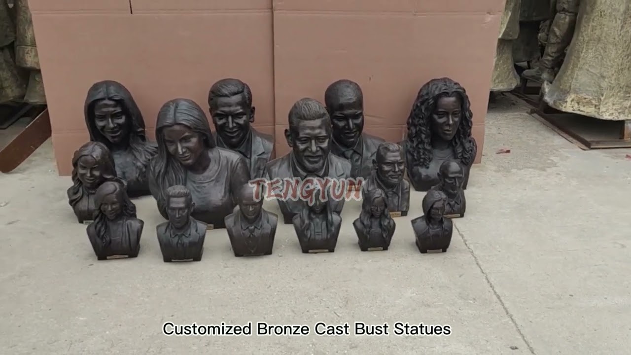 Customized bronze cast bust statues
