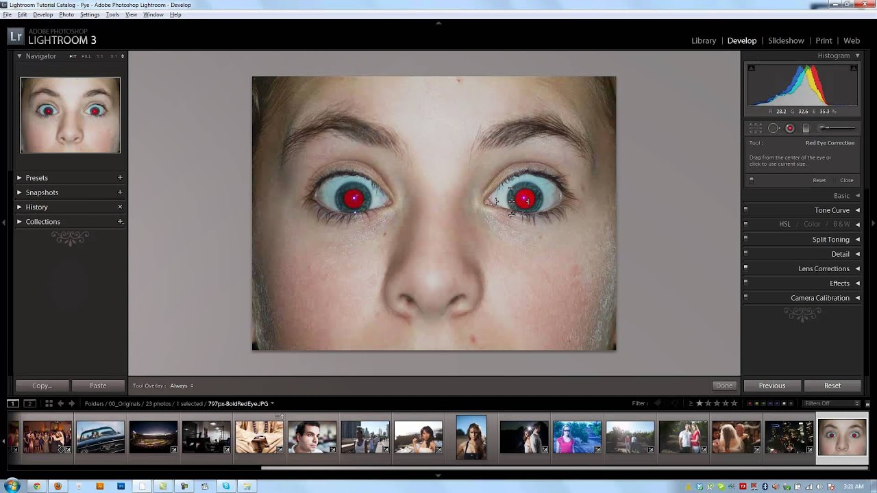 How To Fix Red Eye Using The Red Eye Correction Tool - Lightroom 3 Video Tutorial