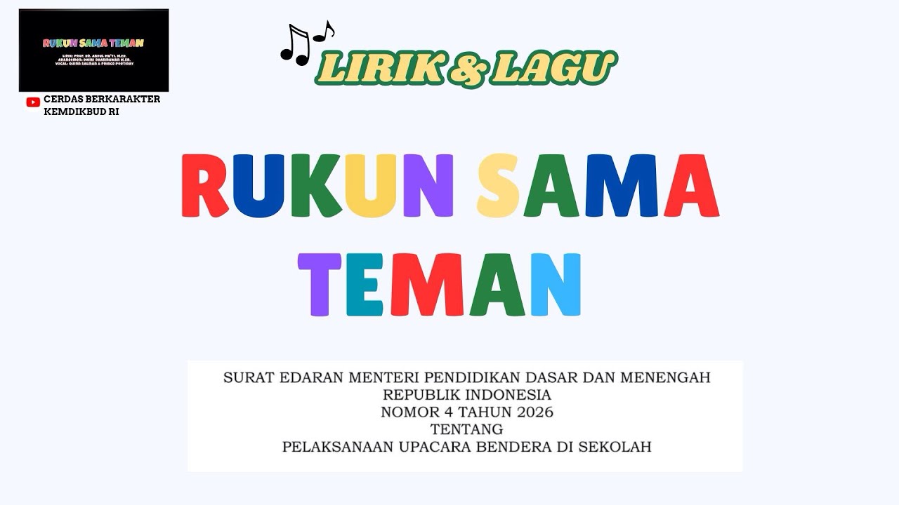 LIRIK LAGU RUKUN SAMA TEMAN (KEMENDIKDASMEN)