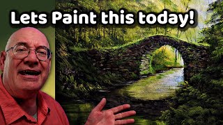 How to paint this Stone Bridge with Oils  Easy Steps For Beginners!