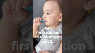 Babys Cute Reaction Brushing His Two Tiny Teeth