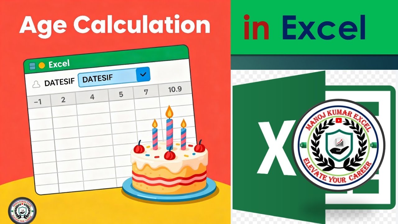Calculate Age in Excel Using DATEDIF Function | Easy Excel Tutorial# ...