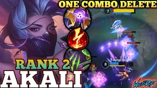 AKALI ONE COMBO DELETE! MIDLANE CARRY MVP PLAY - TOP 2 GLOBAL AKALI BY YoungChuLiPi - WILD RIFT