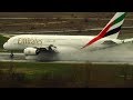 AMAZING Emirates Airbus A380 WET RUNWAY Landing at Madrid Barajas Airport (MAD) | A6-EOO