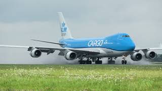  (4K) Stunning wet Runway action Water Spray Arrival Schiphol Airport Amsterdam