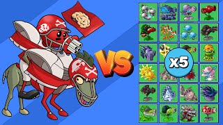 JINETE ALL STAR vs TODAS LAS PLANTAS X5 | PvZ Fusion