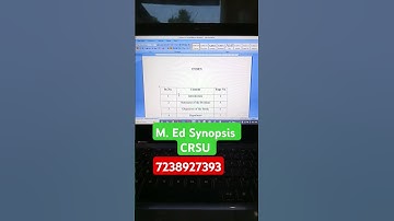 Synopsis for M. Ed | CRSU | M. Ed Synopsis #dissertation #synopsis #CRSU #dbrau