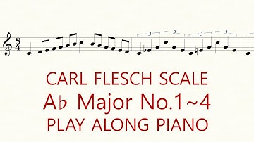 Violin Scale Carl Flesch A flat Major No.1~4 Scale System 1 Octave Each String Play Along Piano