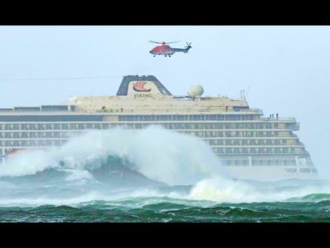 cruise ship taking on huge waves