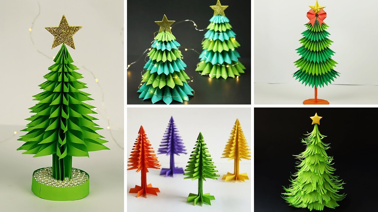 5 Easy Paper Christmas Tree Making Ideas Diy Christmas Tree Decorations Ideas Youtube
