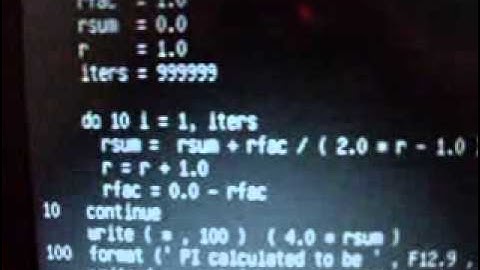 Fortran 77 program calculating PI.