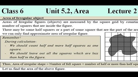 Math | class 6| Unit 5, Ex: 5.2, Area, Lecture 2|Area of irregular object|Math Online class in Nepal
