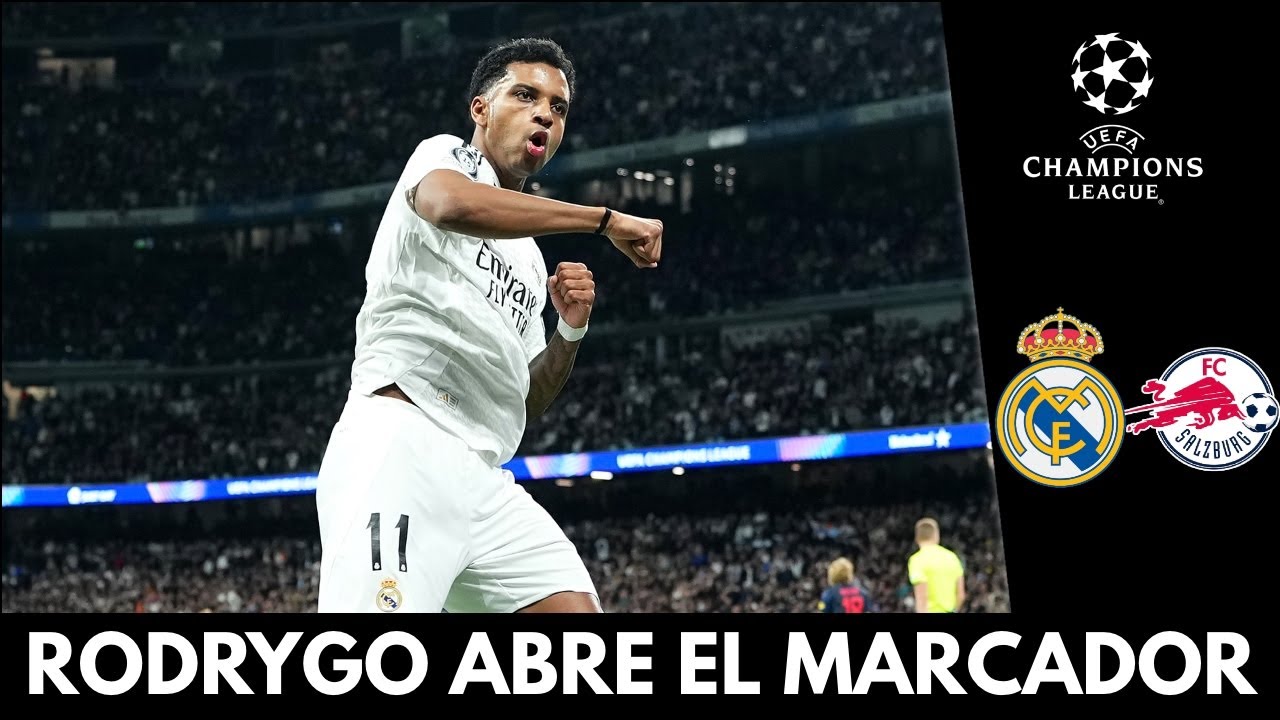 GOL DE RODRYGO para el 1-0 del REAL MADRID vs Salzburgo en el BERNABÉU ...