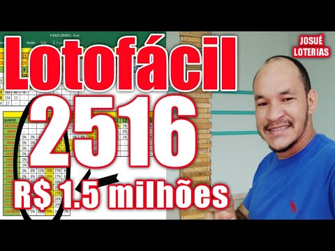 Lotofácil 2516. R$ 1.5 milhôes. Tendência analise dica palpites.