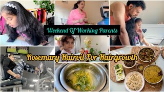 Perfect Weekend Of Working Parents👩‍💻👨‍💻 | Gymming🏋‍♀️+Cooking👩‍🍳+Studies📖+Haircare👩‍🦳+Funtime🏌‍♀️