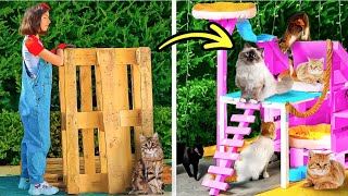 DIY CUTE CAT HOUSE MADE FROM PALLETS and other pet hacks