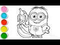 Cute Minion Drawing for kids, Painting &amp; Coloring for kids, Toddlers | Let's Draw Together
