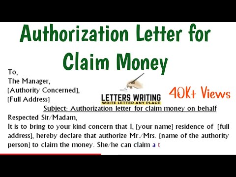 Authorization Letter for Claim Money - Authority Letter for Claim Sample | Letters Writing