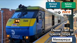 LIRR With NICE Bus: Montauk Branch Diesel Train Stops at Massapequa, n54 Bus Sighting & More!