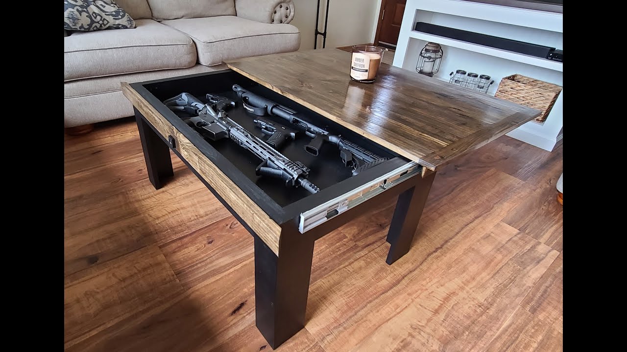 Coffee table with gun storage plans