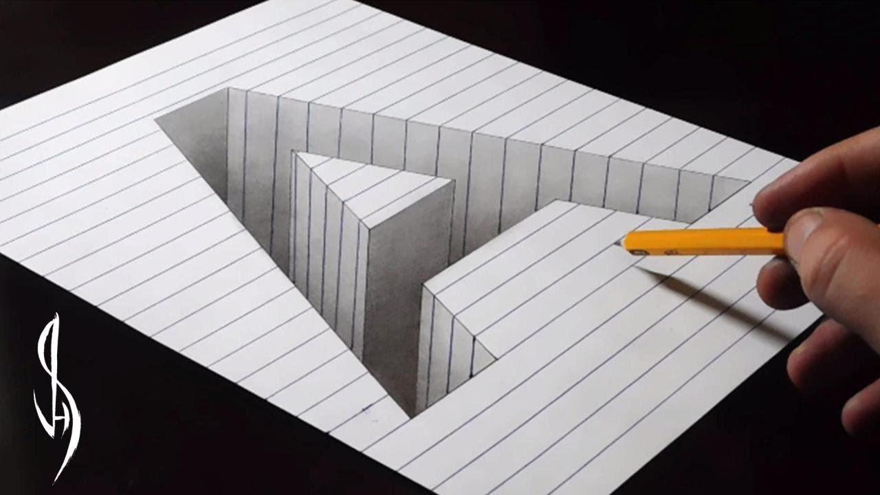 Drawing A Hole in Line Paper - 3D Trick Art - YouTube