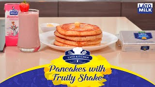 Thick Fluffy Pancakes and Fruity Shake