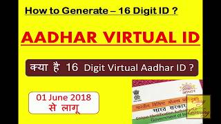 UIDAI introdues NEW 16-DIGIT AADHAR VIRTUAL ID(हिंदी में)HOW TO GEN. & USE : By VISHAL KUMAR JAISWAL