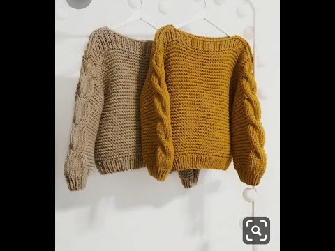 Женский пуловер спицами платочной вязкой