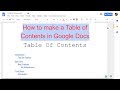 How To Make A Table Of Contents