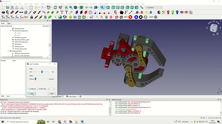 FreeCAD + MBDyn robot gripper