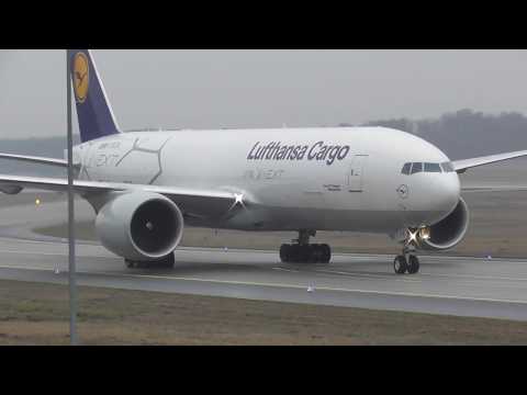 Friendly Pilot! Lufthansa Cargo Boeing 777-FBT Wet Arrival at Frankfurt Airport