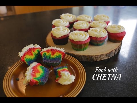 How to make beautiful Rainbow cupcakes - Food with Chetna