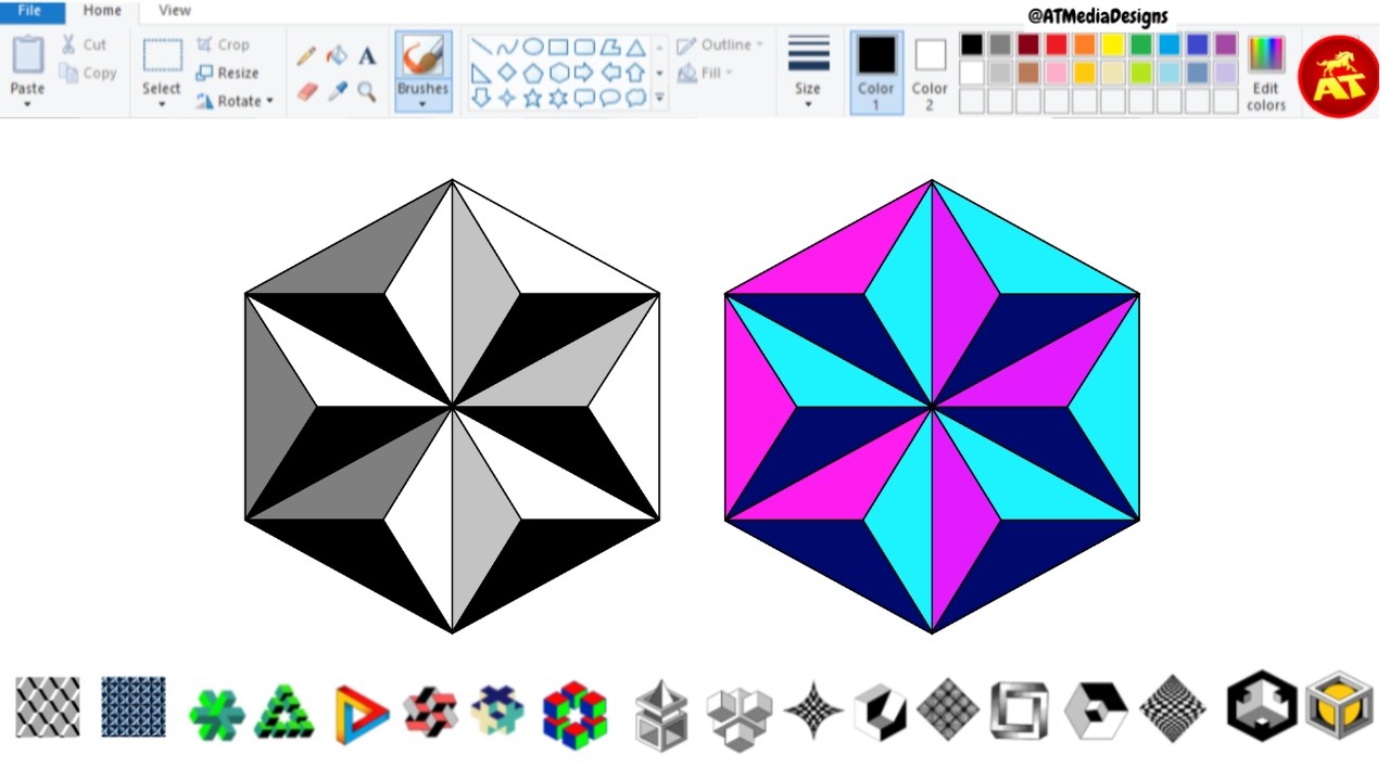 114. Create Amazing 3D Illusion Drawing in MS Paint 😱 Step by Step ...