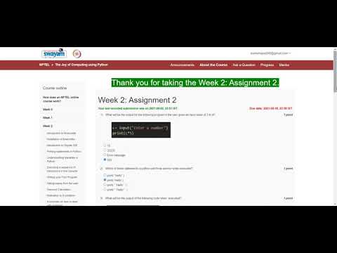 The Joy of Computing using Python | NPTEL | Week 2 | assignment solution 2 | 2021 (part 1)