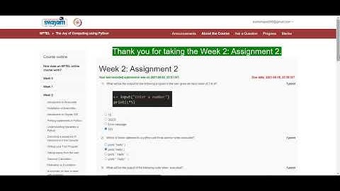 The Joy of Computing using Python | NPTEL | Week 2 | assignment solution 2 | 2021 (part 1)