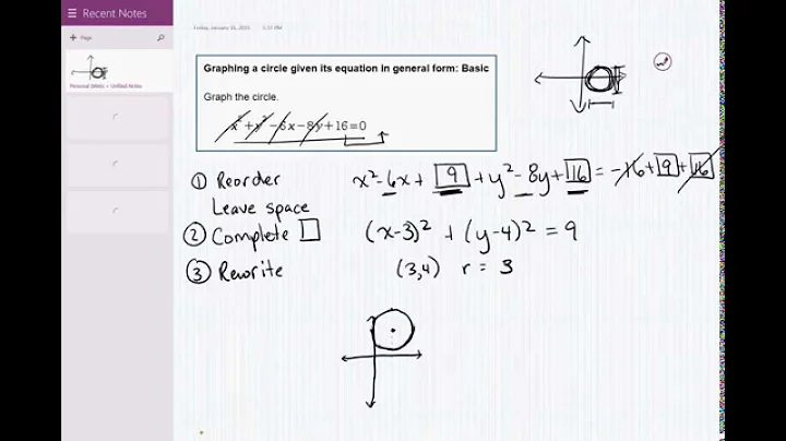 05 09 Graphing a circle given its equation in general form: Basic