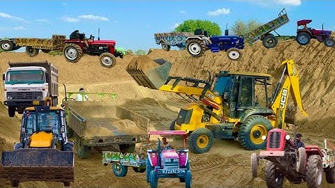 JCB 3dx Backhoe Loading Mud in Mahindra 475 Di tractor JCB 3dx fully loaded mud #jcb #jcb3dx