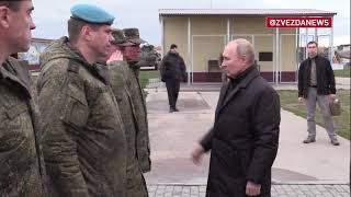 Кадры прибытия Путина и Шойгу на полигон в Рязанской области