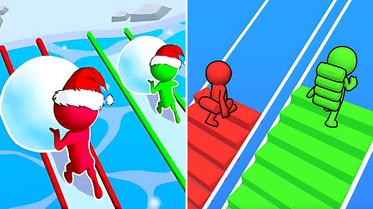 Snow Race 3D Vs Bridge Race🍒🍎🍒Walkthrough Android IOS Update Mobile Gameplay 2026